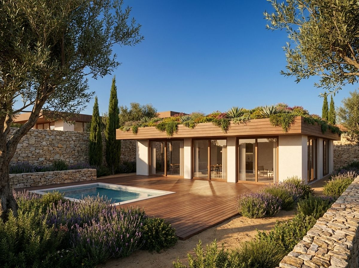 Villa Mini: kompakte mediterrane Villa mit Pool / compact Mediterranean villa with pool